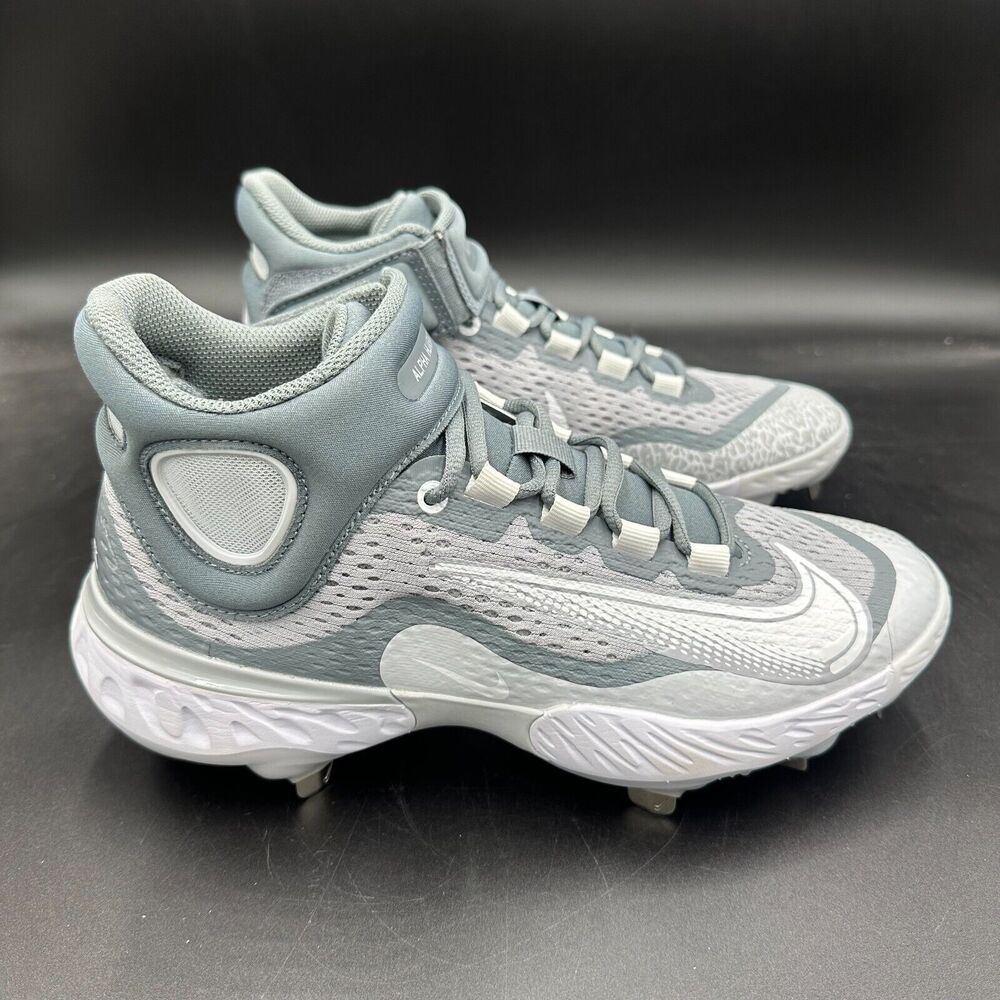 Nike Alpha Huarache Elite 4 Mid Grey Baseball Cleats DJ6520-012 Men's Size 7